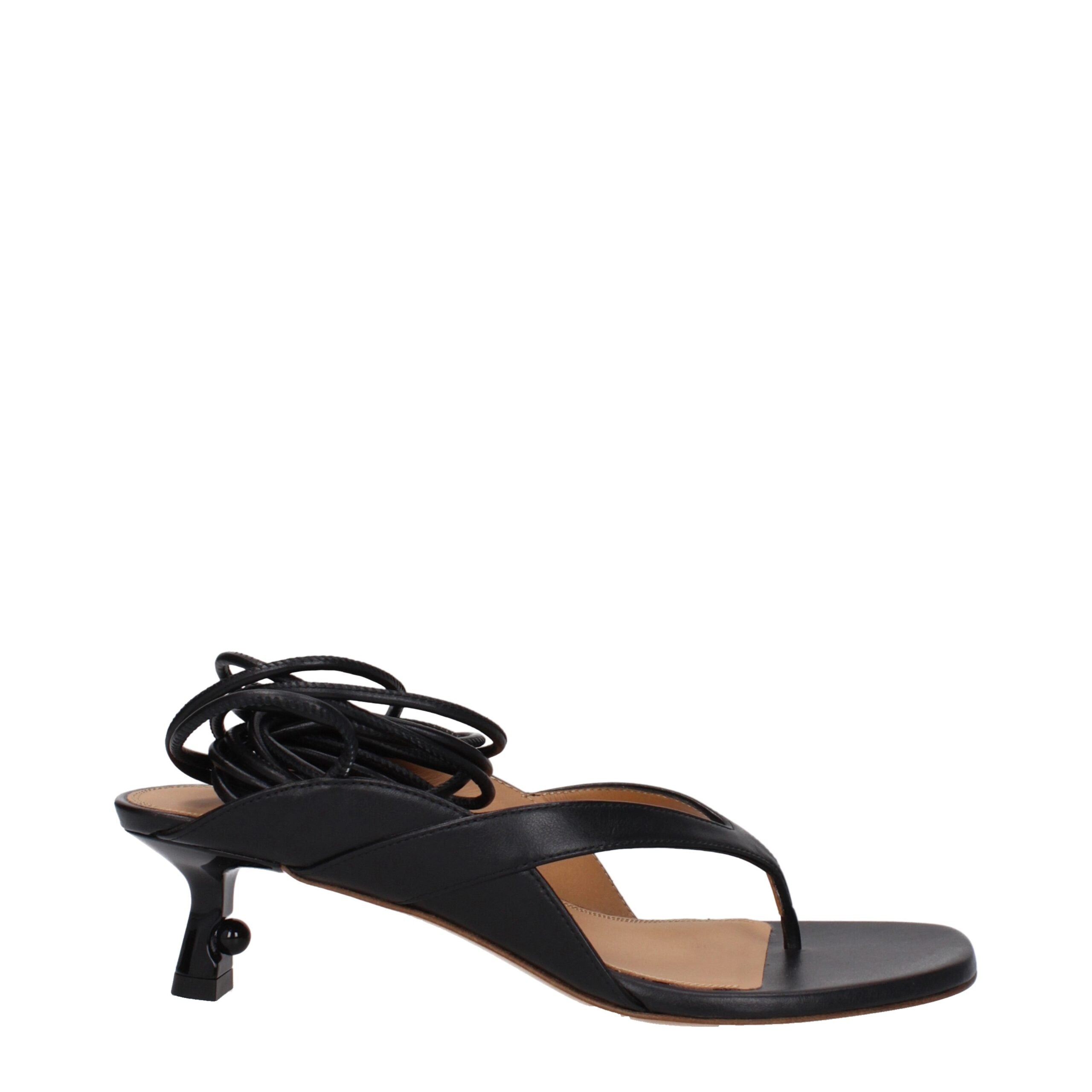 Off-White Black Leather Flip-Flop Sandal